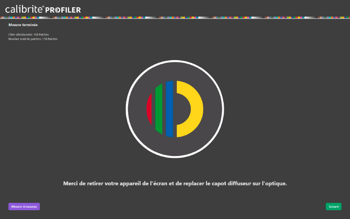 La mesure de la caractérisation de l'écran avec Calibrite Profiler La mesure de la caractérisation de l'écran avec Calibrite Profiler
