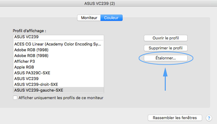 Preferences moniteur de mac-os