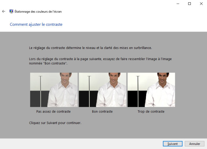 Réglage du contraste d'un écran sans sonde de calibration sous Windows 10