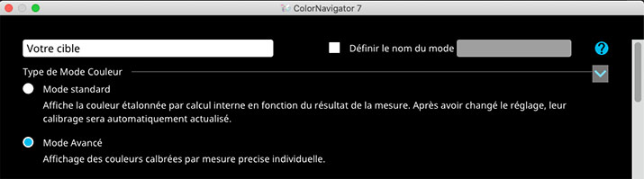 Type mode couleur de ColorNavigator