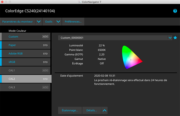 Fenêtre principale de ColorNavigator