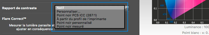 Choisir le rapport de contraste de l'écran dans i1Profiler