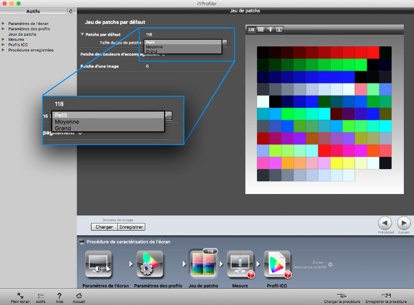 Choisir le nombres de patchs dans i1Profiler