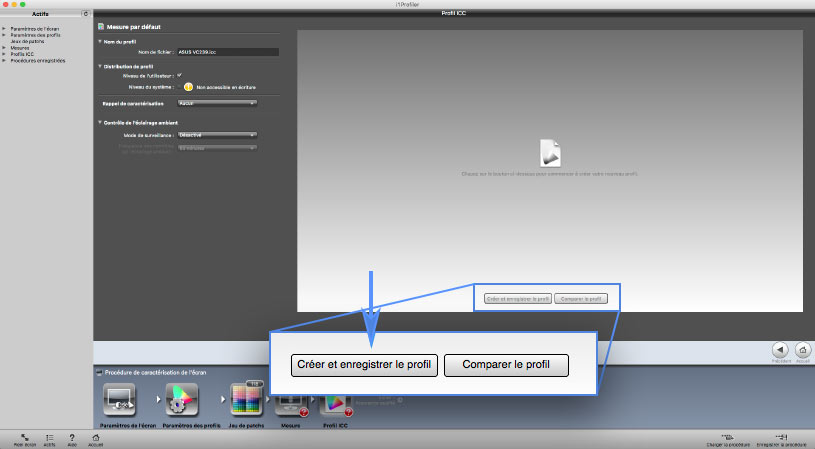 Enregistrer le profil ICC de l'écran dans i1Profiler