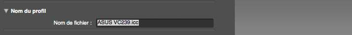 Nom du profil icc dans i1Profiler