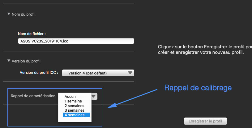 Rappel de calibrage de i1Studio