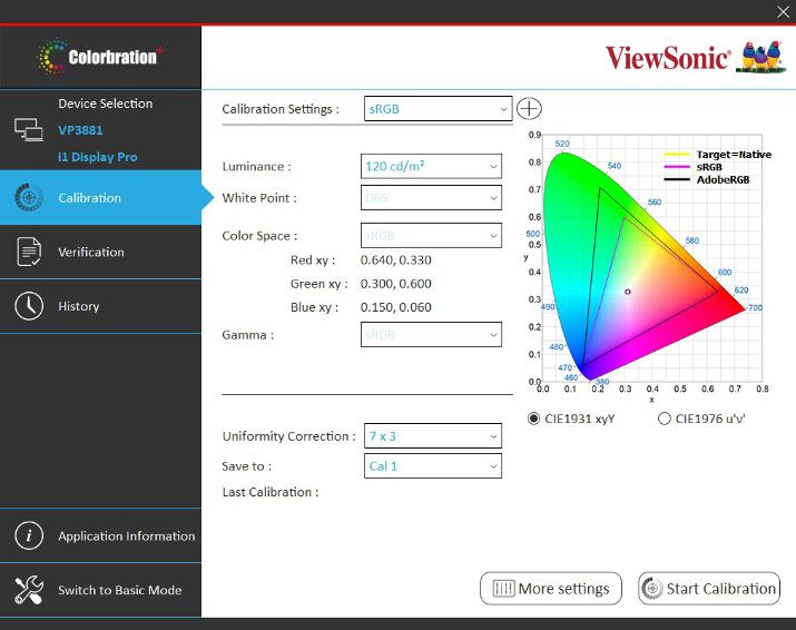 Colorbration+ pour calibrer le ViewSonic VP2785