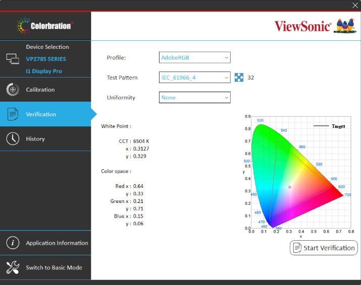 Vérification de ViewSonic Colorbration+