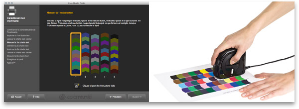 Lecture des patchs colorés avec la sonde Colormunki Photo
