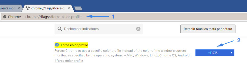 Réglage - Force Color Profil - dans Chrome