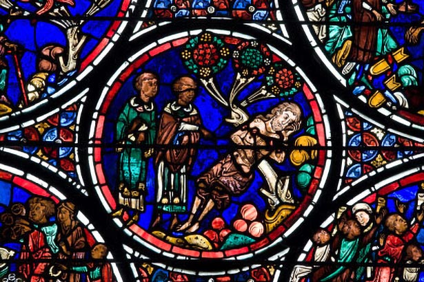 Vitrail du Bon Samaritain de la cathédrale de Bourges