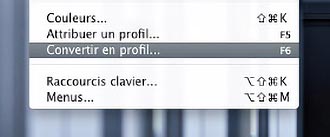 Menu -Convertir en profil- de Photoshop