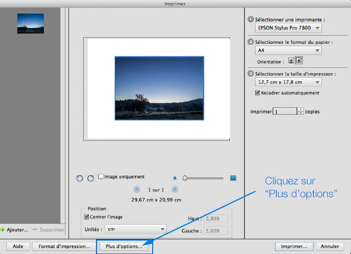 Menu Imprimer de Photoshop Elements