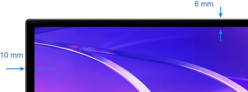 Épaisseurs des bords de l'écran Asus PA27UCGE
