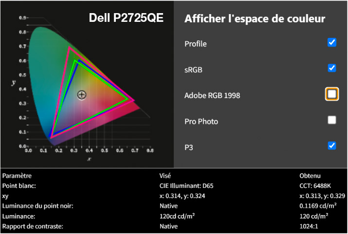 Rapport final après calibrage du DELL U2725QE avec le Display Pro HL Calibrite Rapport final après calibrage du DELL U2725QE avec le Display Pro HL Calibrite
