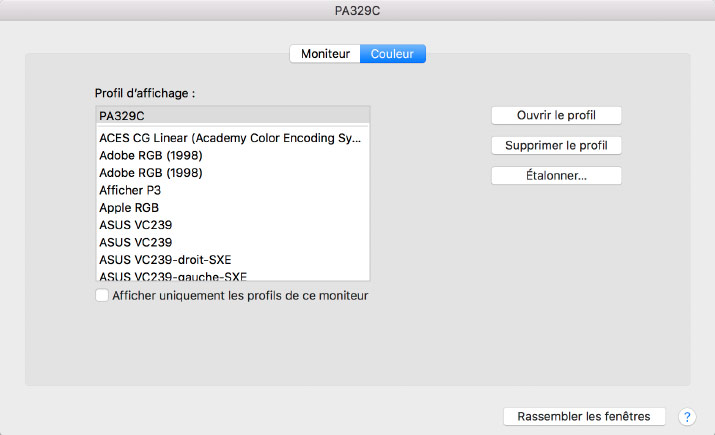 Profil ICC générique de l'Asus PA329C sur Mac OS
