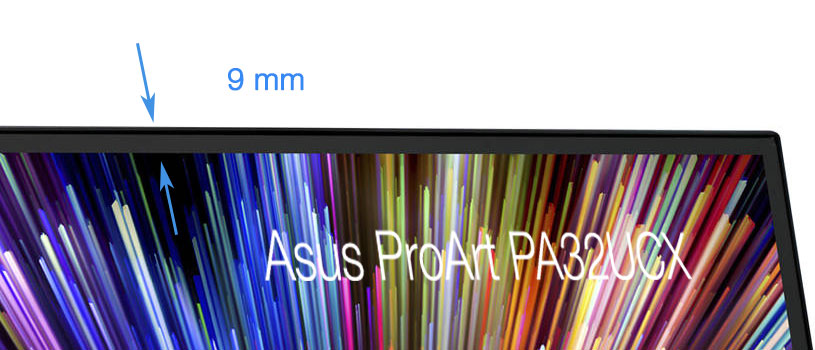 Épaisseur des bords de l'Asus PA32UCX