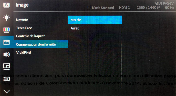 Compensation uniformité sur écran Asus PA34V