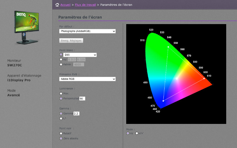 Palette Master Element du BenQ SW270C