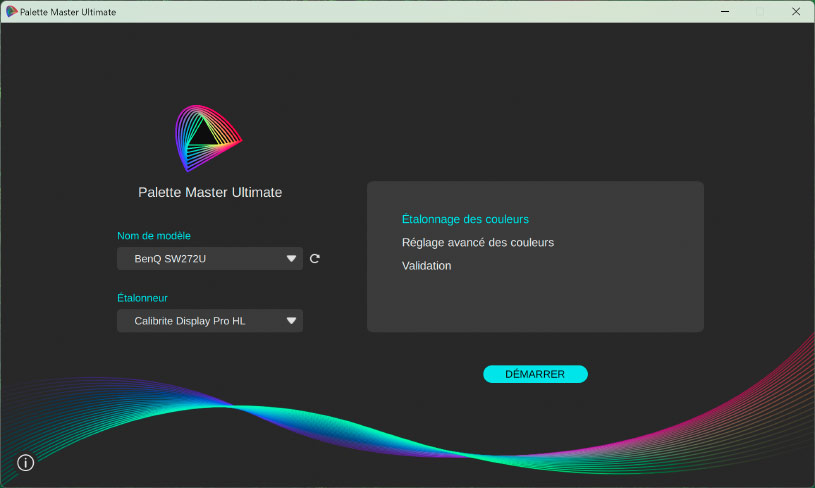 Palette Master ultimate de BenQ pour le calibrage hardware du BenQ SW272U