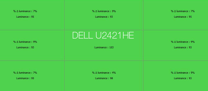 Uniformité en luminance après calibrage du DELL U2421HE