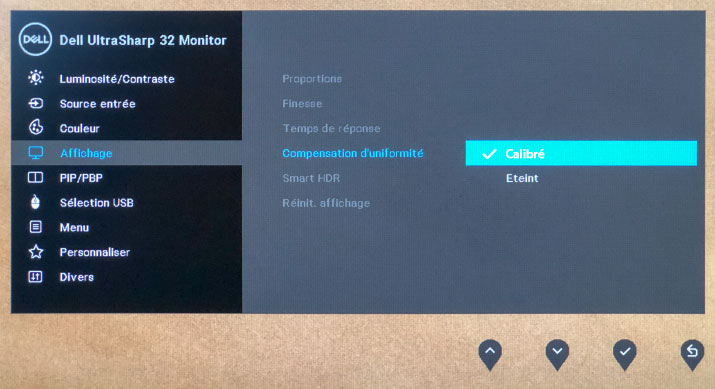 Compensation uniformité sur écran Dell U3219Q