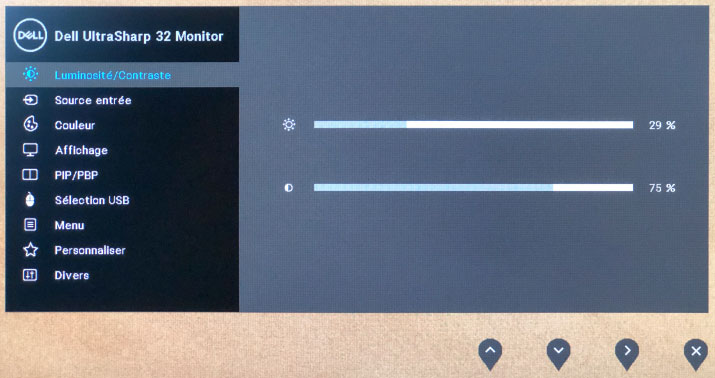 Réglage de la luminosité à 90 Cd/m2 du Dell U3219Q