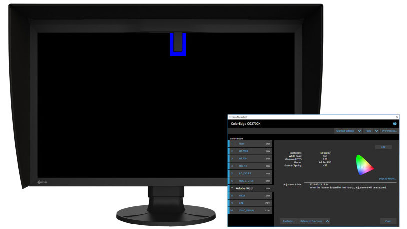 Colorimètre intégré + ColorNavigator de l'Eizo CG2700X