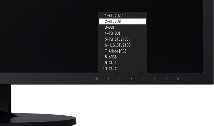 Gamuts de l'écran EIZO CG319X accessibles depuis le menu OSD de l'écran Gamuts de l'écran EIZO CG319X accessibles depuis le menu OSD de l'écran