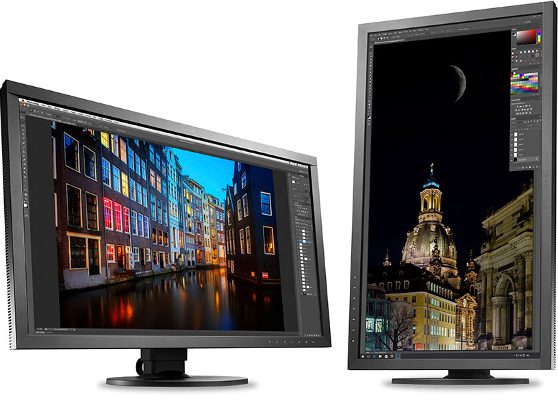 Ecran Eizo ColorEdge CS2731 orienté en mode paysage ou portrait