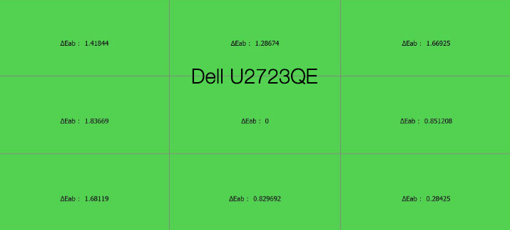 Uniformité en température de couleur après calibrage du DELL U2723QE