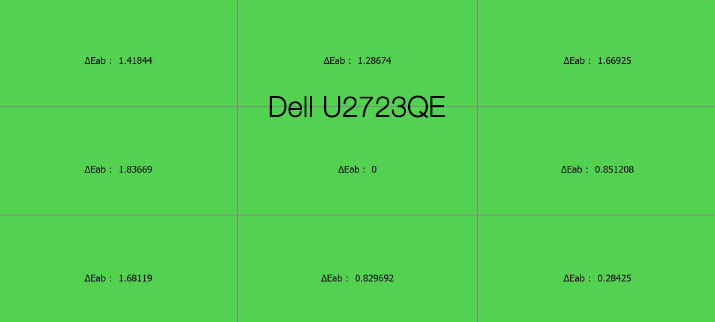 Uniformité en température de couleur après calibrage du DELL U2723QE Uniformité en température de couleur après calibrage du DELL U2723QE