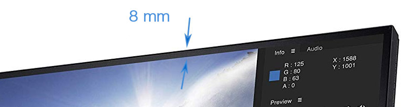 Épaisseurs des bords de l'écran Dell U3223QE