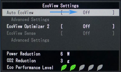 Menu Ecoview de l'écran Eizo EV2450 