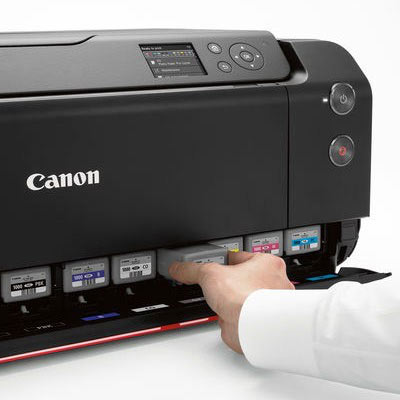 Chargement des cartouches d'encre sur l'imprimante Canon PRO-1000 